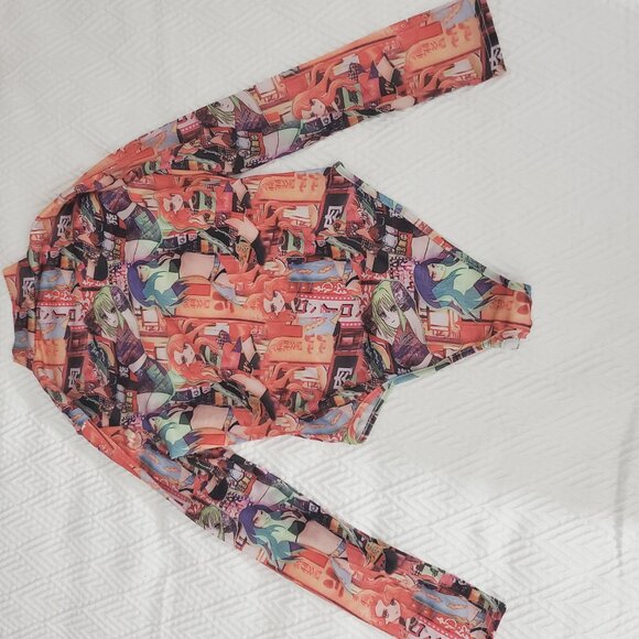 Japanese Anime-Manga Graphic Print Mock Neck Bodysuit Onesie- Size Small - Picture 15 of 15